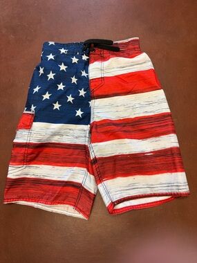 Kids American Flag Swim Shorts - Red, White & Blue